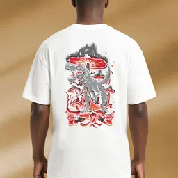 BUYTHATTRENDZ Animal Graphic Printed Drop-Shoulder Sleeves Cotton Oversized T-shirt image 3