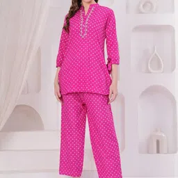 HIGHLIGHT FASHION EXPORT Floral Printed Pure Cotton Mandarin Collar Tunic & Trouser-picture-10