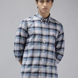 Arrow Sport Manhattan Slim Fit Checked Button-Down Collar Pure Cotton Casual Shirt-image-78