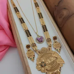 OM KRISHIV COLLECTION Set Of 2 Gold-Plated Mangalsutra-picture-22