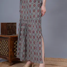 SUNEKH Self-Design Cotton Flared Maxi Skirt image 2