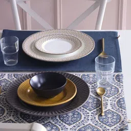 The Yard House 6-Pcs Blue & White Printed Cotton Wipeable & Anti-Slip Table Placemats image 4