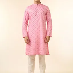 Diwas by Manyavar Men Woven Design Printed Festive Cotton Straight Kurta image 5