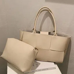 PURPLEHUNT Leather Structured Tote Bag image 2