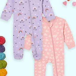 The Mom Store Infants Pack Of 2 Printed Pure Cotton Sleepsuit-picture-51