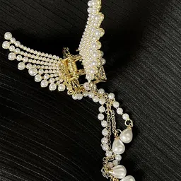 BEAUTY GIRLS Women Beaded Big Butterfly Shape Pearl Clutcher Hair Claw Clip-picture-12