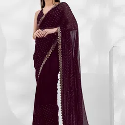 YAMUNE Embellished Sequinned Pure Georgette Heavy Work Saree-picture-31
