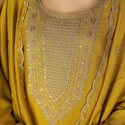 KALINI Women Ethnic Motifs Embroidered Regular Kurta with Trousers & With Dupatta image 4