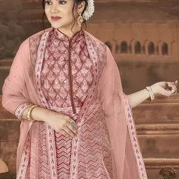 EthnicTree Printed Maxi Ethnic Dresses With Dupatta image 2