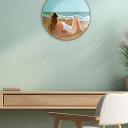 THE QUIRKY HOME Serene Sunbather Blue & Brown Printed Ceramic Wall Plate-picture-13