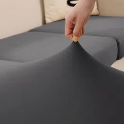 HOKIPO Grey Solid Waterproof Polyester 2 Seater Sofa Seat Cover image 4