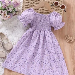 Billion Girls Floral Printed Gathered or Pleated Smocked Fit & Flare Dress-picture-15