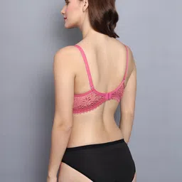 samvar Women Pink,Yellow,Brown Cotton Blend Bra Panty Set for Lingerie Set Undergarments Pack of 3 image 4