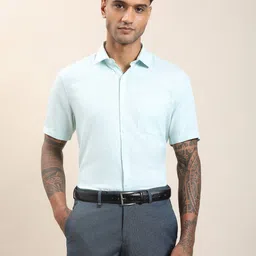 Turtle Spread Collar Standard Pure Cotton Formal Shirt-image-53