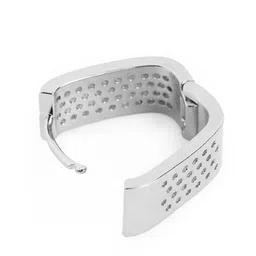 Carlton London Oval Shaped CZ-Studed Silver-Plated Hoop Earrings image 2