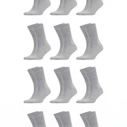 MUKHAKSH Boys 12 Pairs Grey Calf Length Casual Socks-image-85