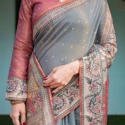 ALMAARI FASHION Ethnic Motifs Pure Cotton Designer Kanjeevaram Saree image 3