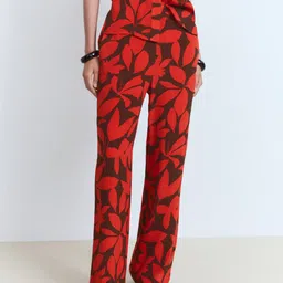 MANGO Women Floral Printed Wide Leg Trousers-image-77