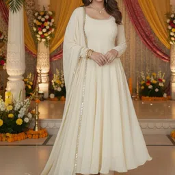 JISHNAM Women Panelled Gotta Patti Round Neck Kurta with Pyjamas & With Dupatta image 5