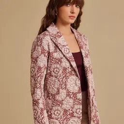 Kazo Self Design Notched Lapel Front Open Blazer image 4