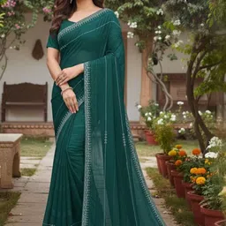 DESI RIWAAZ Embellished Sequinned Pure Georgette Heavy Work Fashion Saree-picture-15