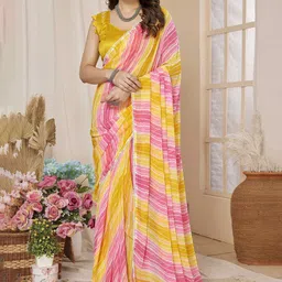 DIVASTRI Leheriya Embroidered Poly Georgette Ready to Wear Saree-picture-33