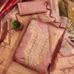 HERE&NOW Printed Organza Unstitched Dress Material-picture-26