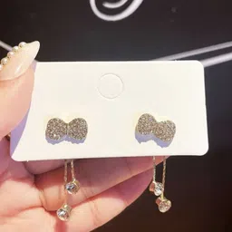 Celestria Contemporary Rhinestone Studded Drop Earrings image 5