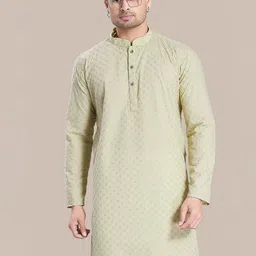 DIVISIVE Men Geometric Thread Work Kurta-image-60