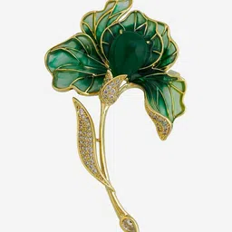 Kushal's Fashion Jewellery Women Gold-Plated Party Trendy Zircon Saree Brooch-image-20