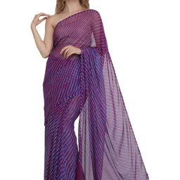Exotic India Tie and Dye Pure Chiffon Leheriya Saree-picture-21