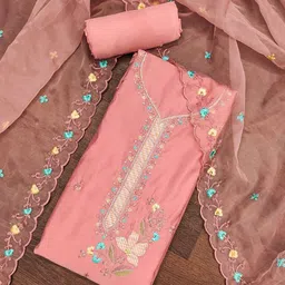 Peachmode Cotton Silk Embroidered Unstitched Dress Material-picture-31