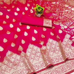 RATNAVALI Ethnic Motifs Zari Art Silk Heavy Work Banarasi Saree-picture-19