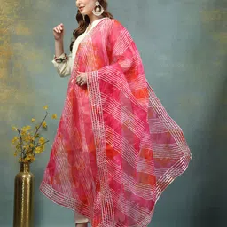 Moda Rapido Women Kota Doriya Gotta Patti Embroidered Leheriya Dupatta image 3