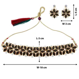 Silver Shine Gold Plated Kundan-Studded & Pearl Beaded Jewellery Set image 3