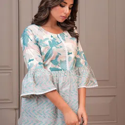 BAESD Floral Print Flared Sleeve Cotton Top image 3