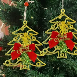 TIED RIBBONS Yellow & Red Set of 2 Christmas Hanging Bells-picture-28