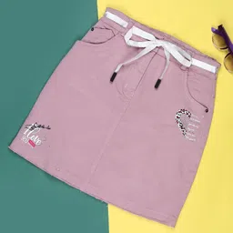 V-Mart Girls Typography Printed Cotton A-Line Knee-Length Skirt-picture-30