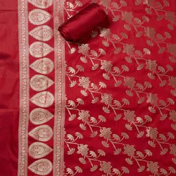 Koskii Floral Embroidered Zari Unstitched Dress Material image 2