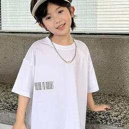 LULU & SKY Boys Printed V-Neck Raw Edge T-shirt image 2