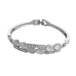 VOJ Stainless Steel Silver-Plated Artificial Stones Wraparound Bracelet image 4