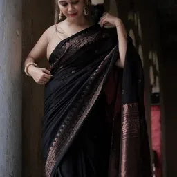 Sita Black Silk Blend Woven Design Sarees image 2