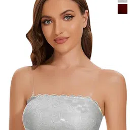 ComfyStyle Floral Bandeau Bra Full Coverage Lightly Padded image 1