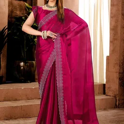 meaven feb Women Luxury Glow and Premium Jimmy Choo Saree with Classic Border Work Work Saree-picture-23