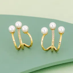Kushal's Fashion Jewellery Gold-Plated Party Zircon Classic Half Hoop Earrings-picture-19