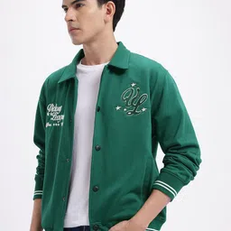 glitchez Typography Applique Detail Relaxed Fit Fleece Bomber Jacket-picture-38