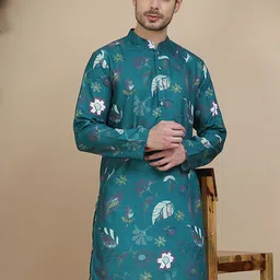 anouk mirage Anouk Rustic Men Floral Printed Thread Work Floral Cotton Kurta image 5