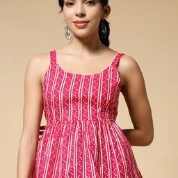 Womenster Women Printed Cotton Peplum Top-image-59