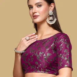 Oomph! Woven Design Boat Neck Saree Blouse image 2