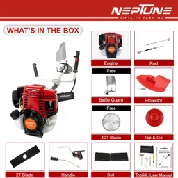 neptune Brush Cutter 35Cc, 4 Stroke Side Pack Crop Cutter Machine | Lawn Trimming | Fuel Grass Trimmer image 4